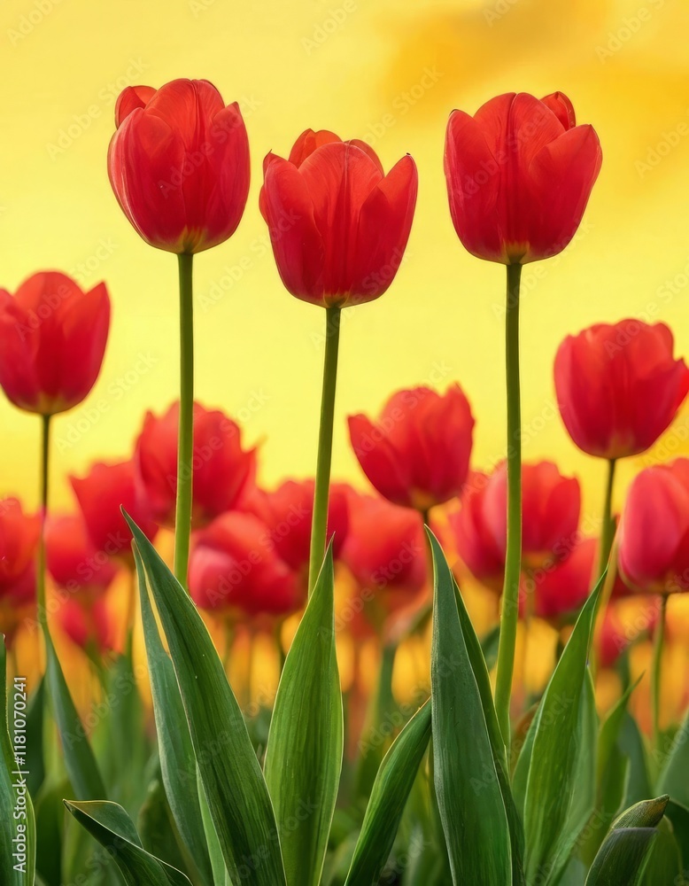 tulips on a warm abstract yellow background tulips on a warm abstract yellow background