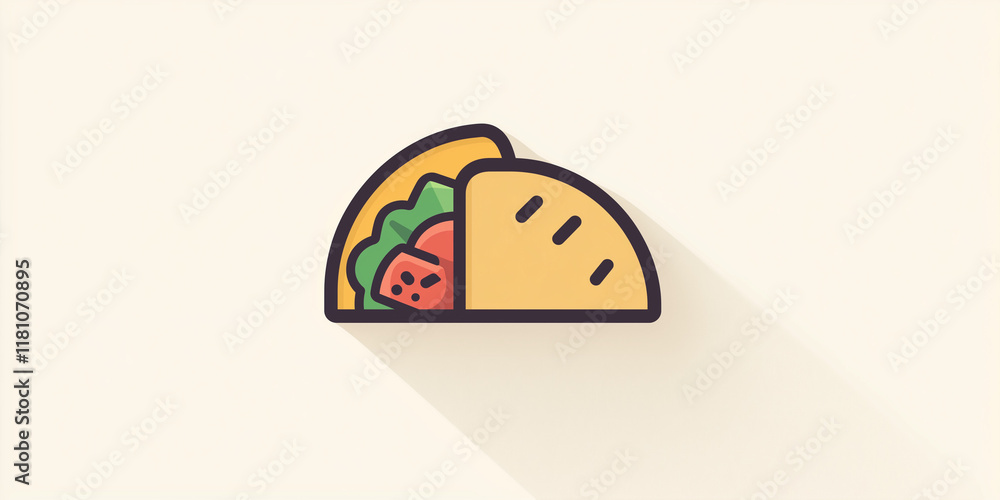 Fototapeta premium Taco Illustration with Long Shadow