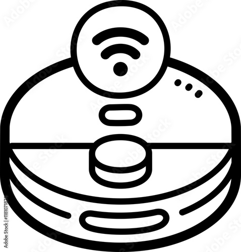 Robotic vacuum doodle vector icon and illustration