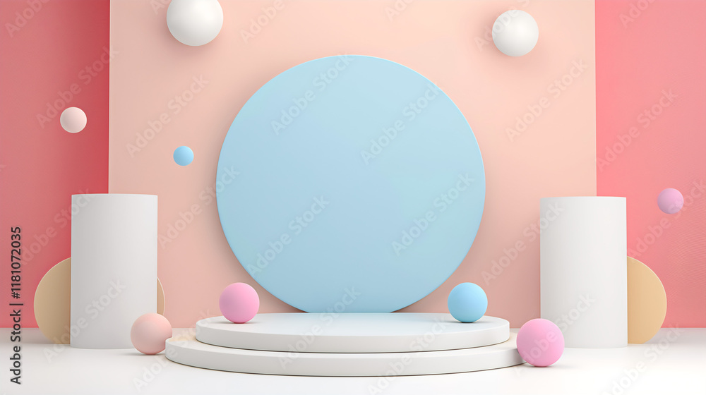 Minimalist Abstract Geometric Shapes on Pastel Background. Perfect for Creative Design Projects and Modern Art Decor, with Soft Pink and Blue Tones. Minimalist Abstract Geometric Shapes on Pastel Background. Perfect for Creative Design Projects and Modern Art Decor, with Soft Pink and Blue Tones.