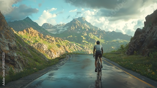 Man on a Solo Bicycle Road Trip in Ultra High-Resolution