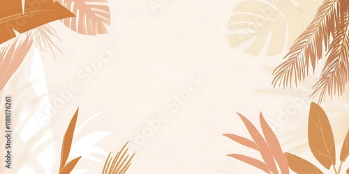 Wallpaper Mural Tropical leaves border, beige background, summer design, website template. Torontodigital.ca