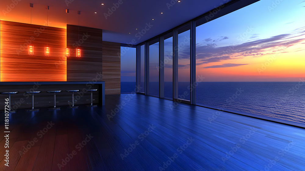 Fototapeta premium Ocean View Bar 3D Illustration