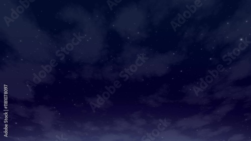 Dark blue starry in the night sky with cloudy, Animated sparkling stars beautiful background