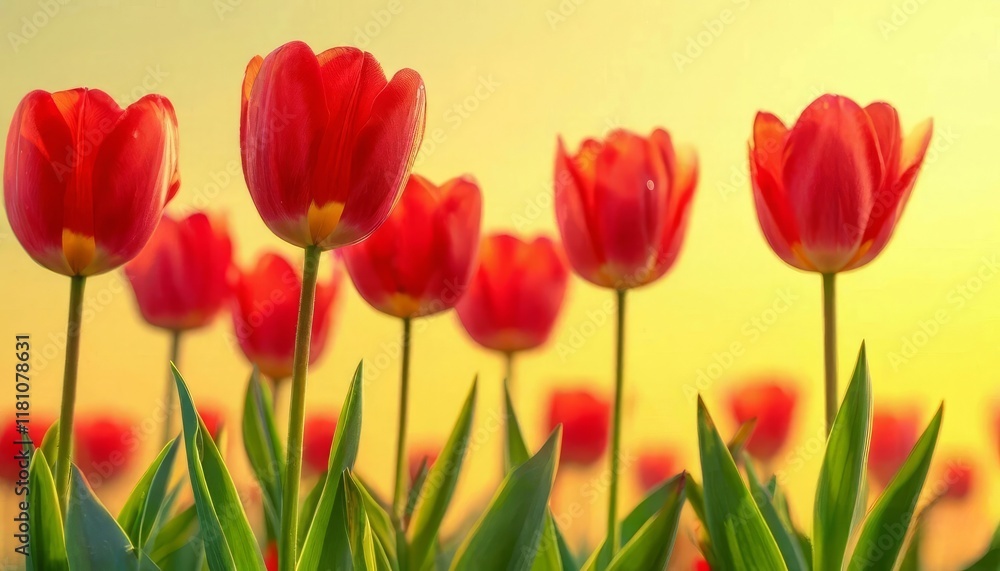 tulips on a warm abstract yellow background tulips on a warm abstract yellow background
