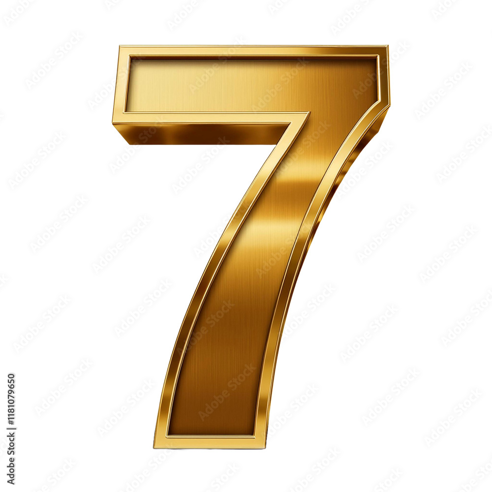 3D Golden Number 7 Isolated on White Background 3D Golden Number 7 Isolated on White Background