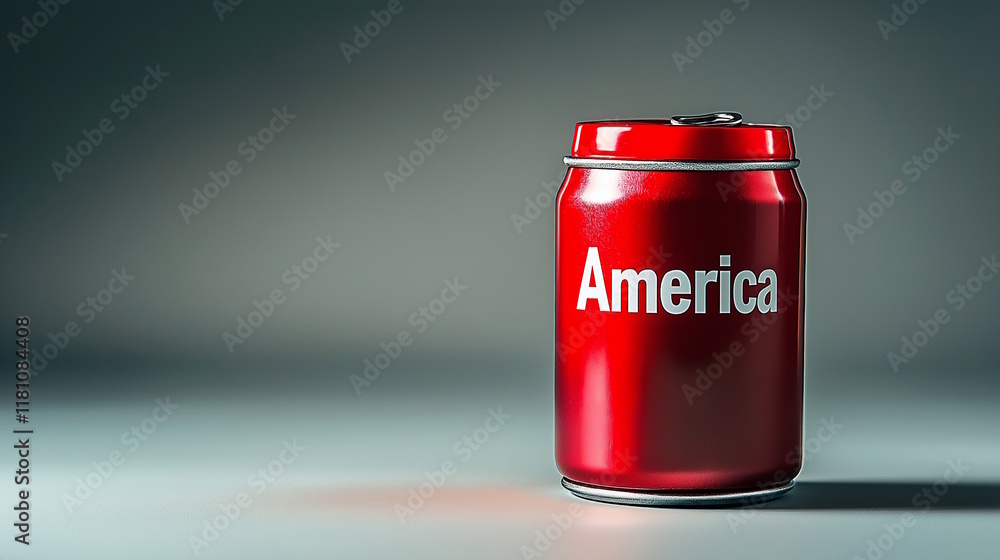 Red soda can with word Red soda can with word