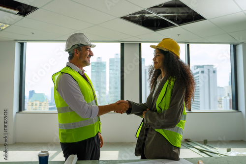 Engineers work in high rise building.