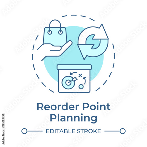 Reorder point planning soft blue concept icon. Orders placement strategy. SAP consumption based regulation. Round shape line illustration. Abstract idea. Graphic design. Easy to use in article