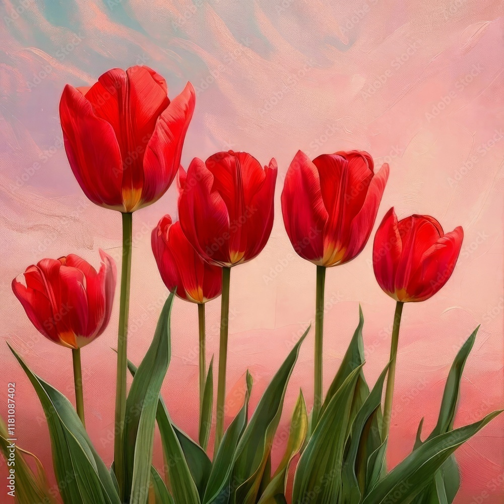 tulips on a warm abstract orange background tulips on a warm abstract orange background