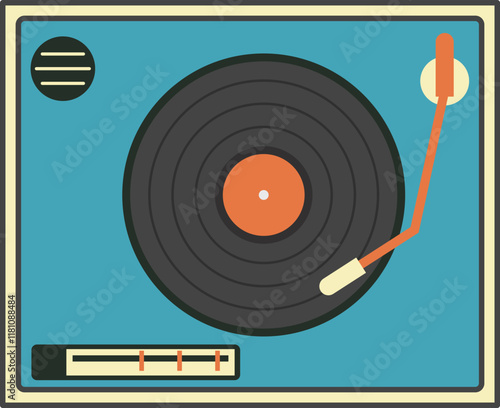 Retro Vinyl Player Illustration