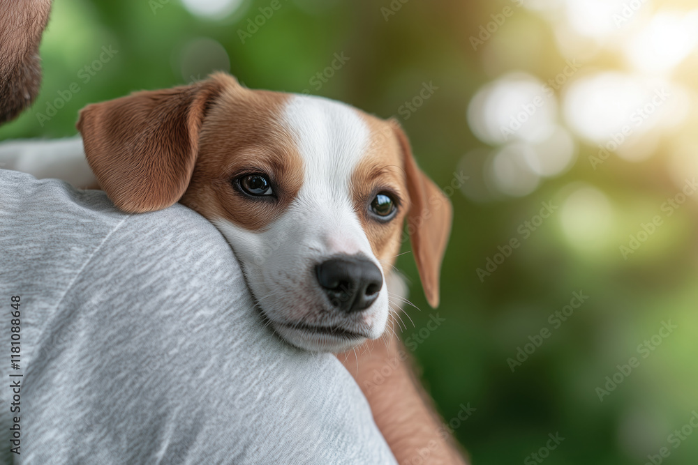 Jack Russell Terrier dog in the arms of a man. Pet care concept. Jack Russell Terrier dog in the arms of a man. Pet care concept.