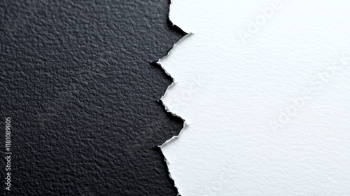 Black and white contrast tear pattern. Perfect for duality and opposition concepts.