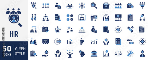 Human resources flat icon set. Employee, work, business, organization structure, industry, cycle economy, hr. Vector illustration