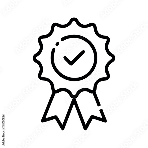 Vector Illustration of a Quality Approved Badge, Rosette Stamp Icon Vector Design. Quality or approved medal with tick. Guaranty certificate medal with approved check, isolated on white vector.