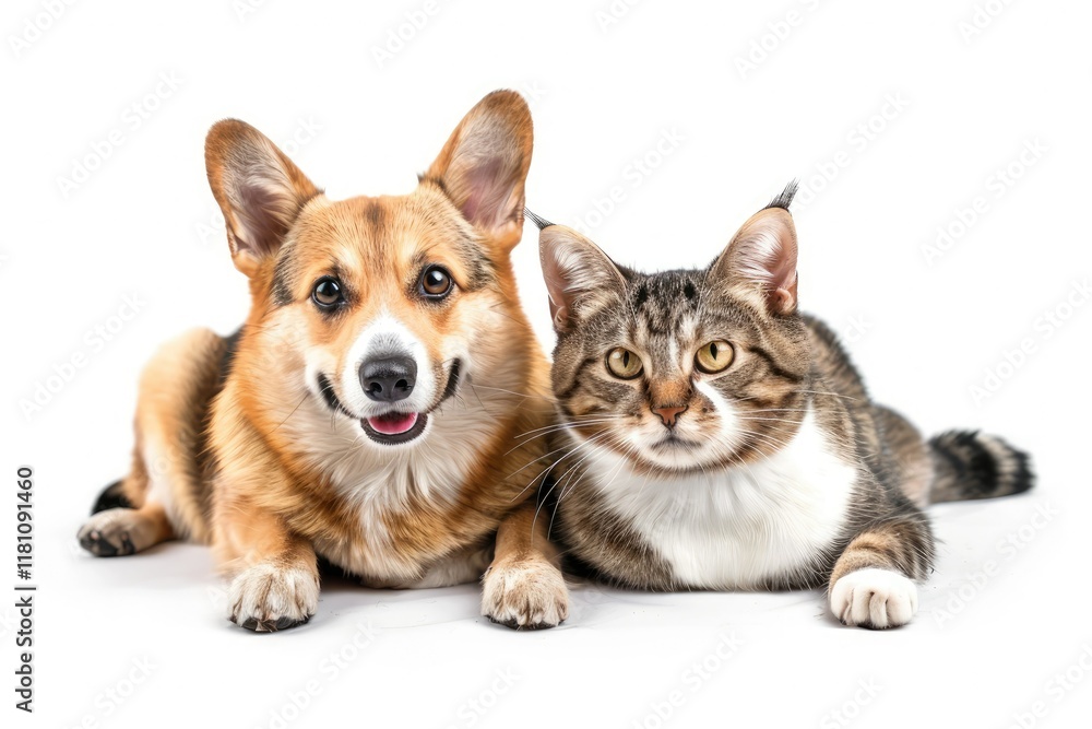 Flawless Visual of Happy Dog and Cat Isolated on Transparent Background Flawless Visual of Happy Dog and Cat Isolated on Transparent Background