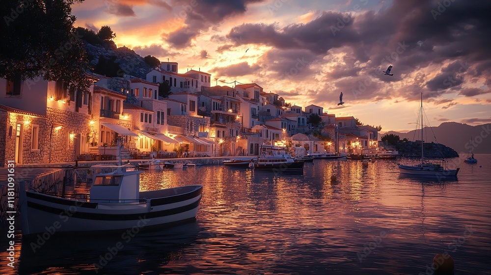 Fototapeta premium Hydra Island Greece 16k Resolution Ultra Photorealistic