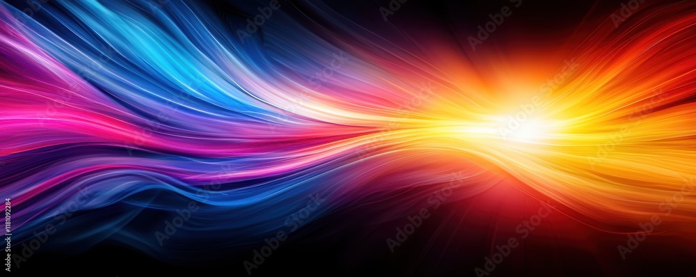 Fototapeta premium Radiance Gratification Celebration style. Vibrant abstract waves of color on a dark background.