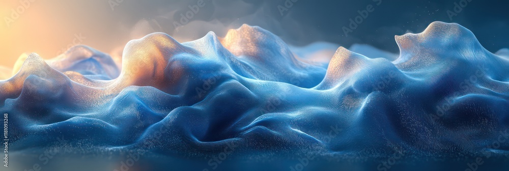 Obraz premium Abstract Dreamy Landscape: Serene Blue Hills at Dawn