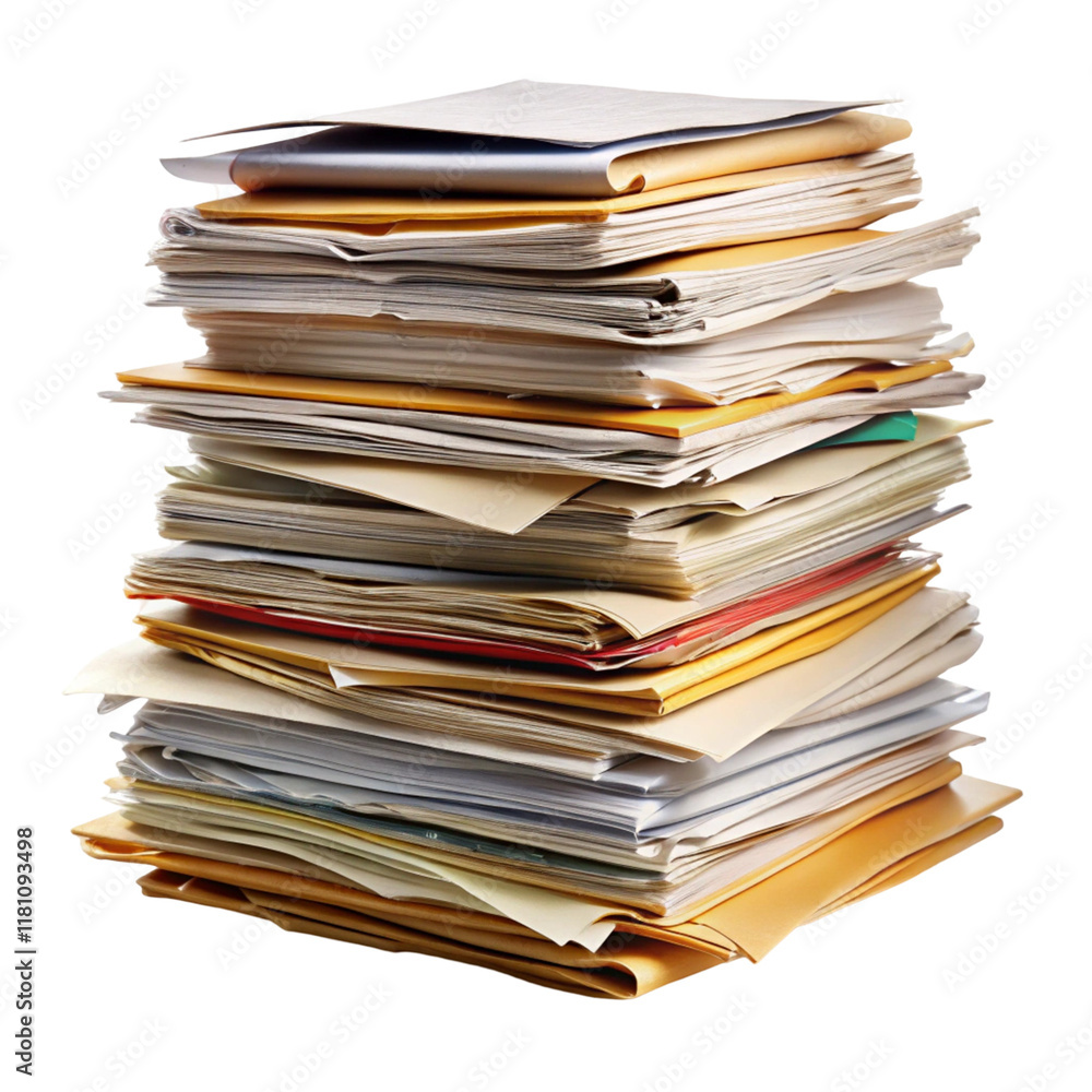 Stack of documents and files isolated on transparent background
Stack of documents and files isolated on transparent background