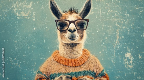 A Llama in a Sweater and Glasses