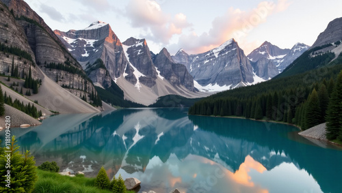 Wallpaper Mural Majestic Mountain Lake Reflection at Sunrise Torontodigital.ca