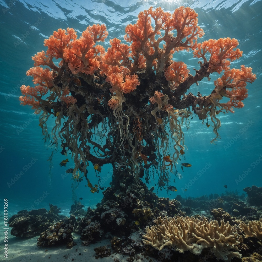 Naklejka premium coral reef and coral