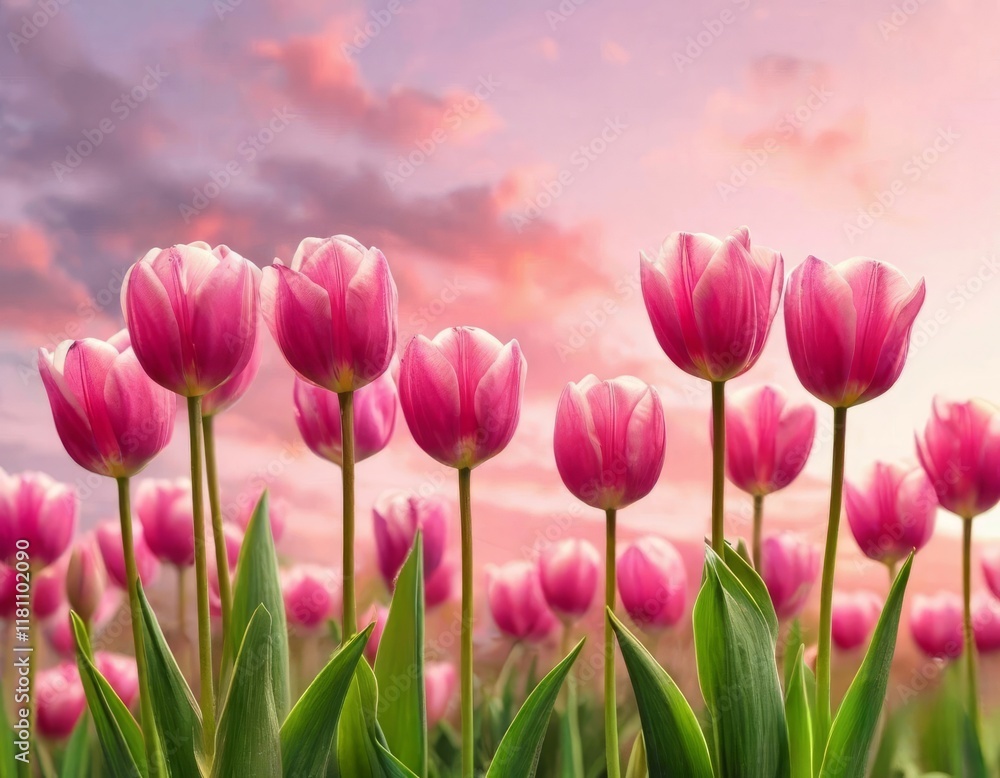 Naklejka premium tulips on a warm abstract pink background