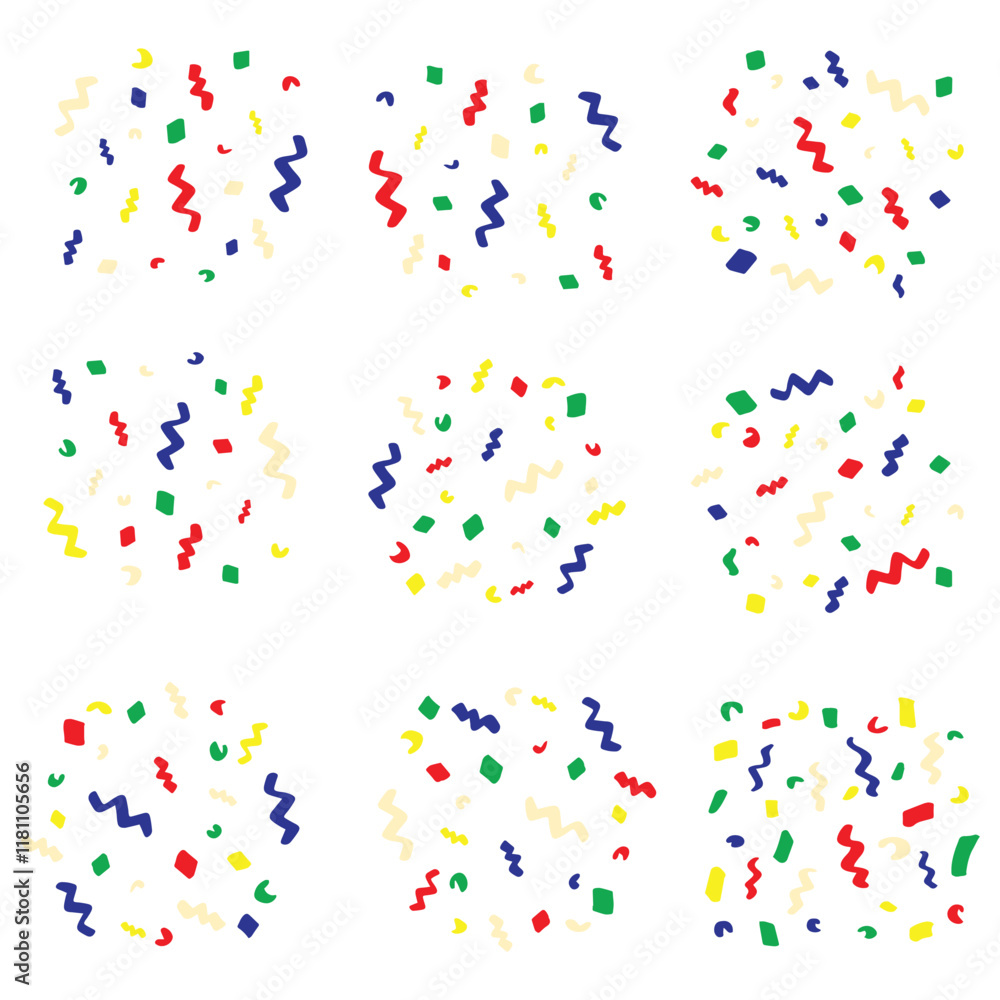 Fototapeta premium Celebrate party confetti hand drawn illustrations