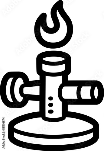 Bunsen burner doodle vector icon and illustration