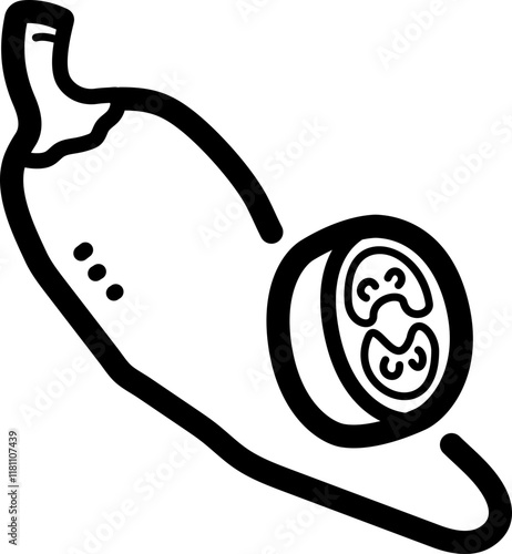 Chilli pepper doodle vector icon and illustration