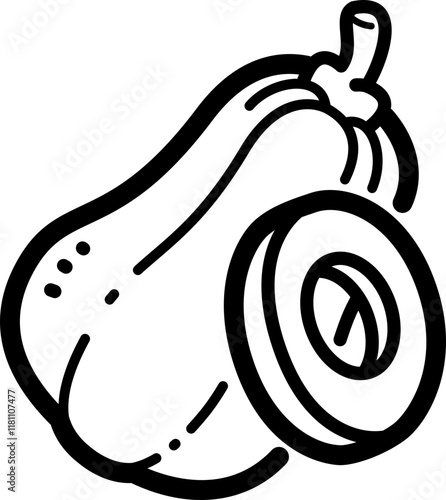 Butternut squash doodle vector icon and illustration