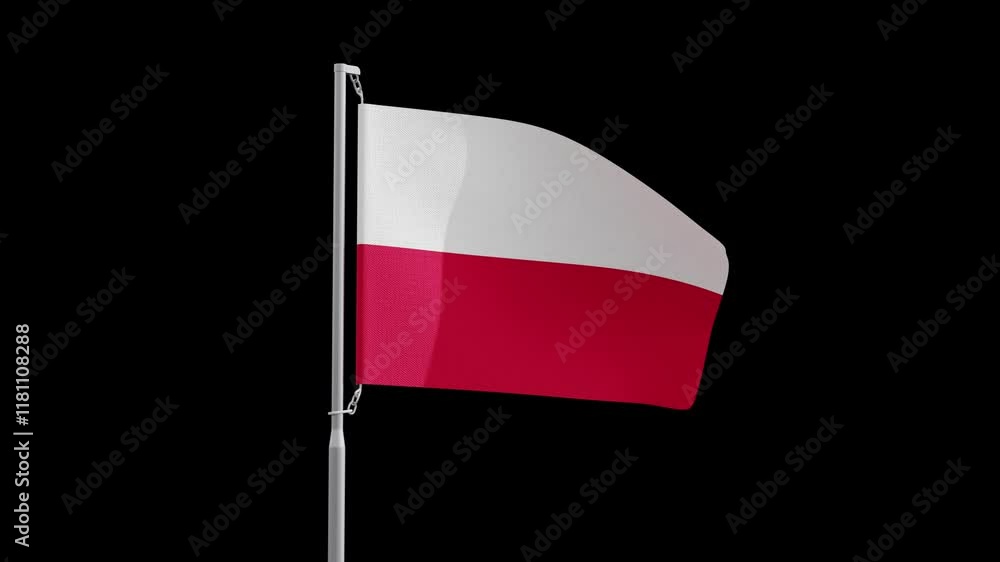 Poland Waved Flag Mockup With Pole Alpha Motion Graphics Animation Poland Waved Flag Mockup With Pole Alpha Motion Graphics Animation