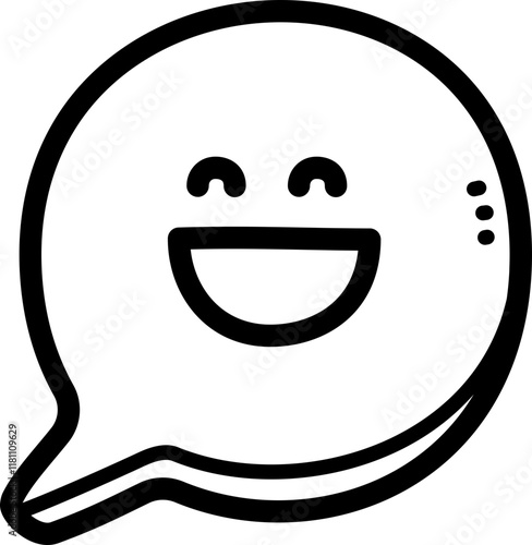 Smile doodle vector icon and illustration