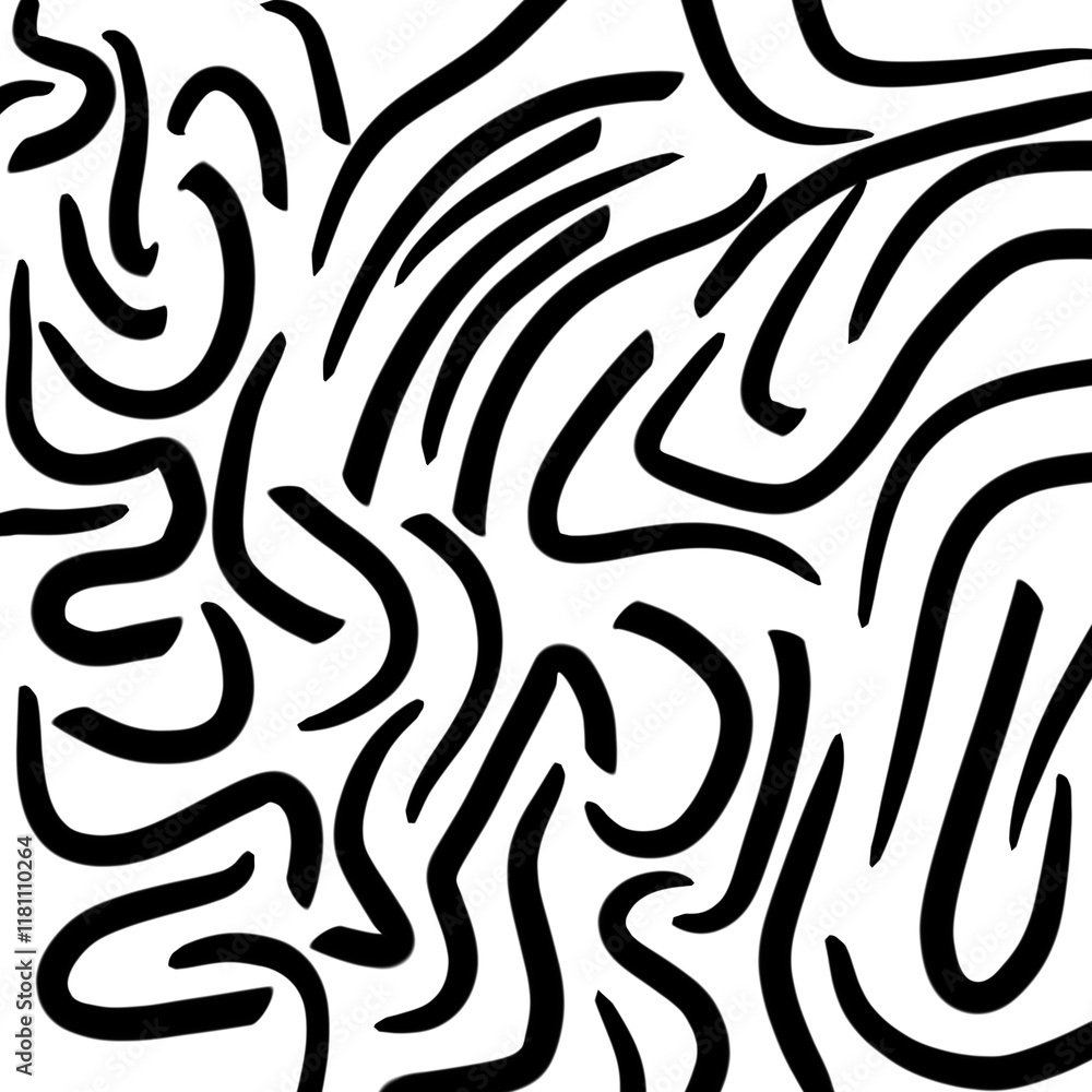 Illustration of a square background. Black curved arc-shaped lines on a white background. Abstract background of black lines. Illustration of a square background. Black curved arc-shaped lines on a white background. Abstract background of black lines.