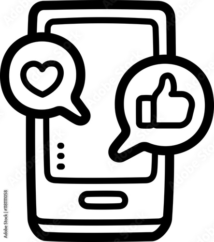 Social media doodle vector icon and illustration