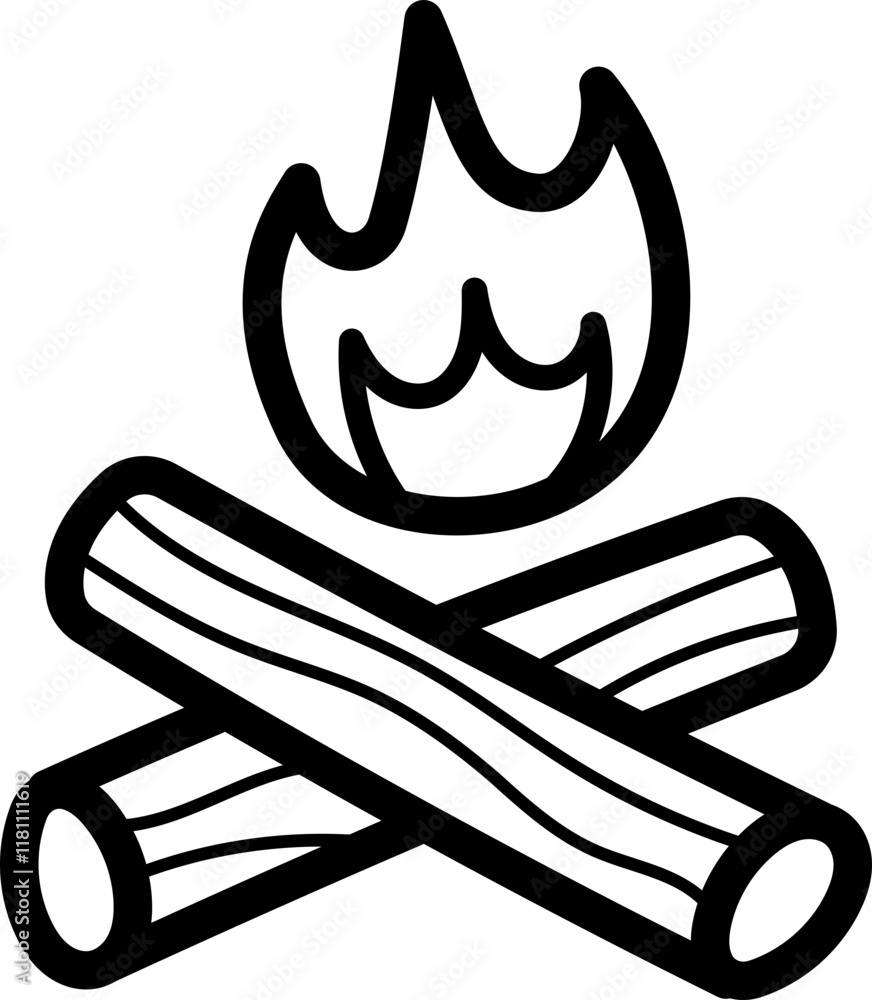 Bonfire doodle vector icon and illustration Bonfire doodle vector icon and illustration