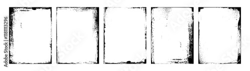 Old covers set isolated on white background. Vector realistic illustration of scratched rectangular paper frames with grungy grainy texture, worn cd record mockup with blank surface and uneven edges