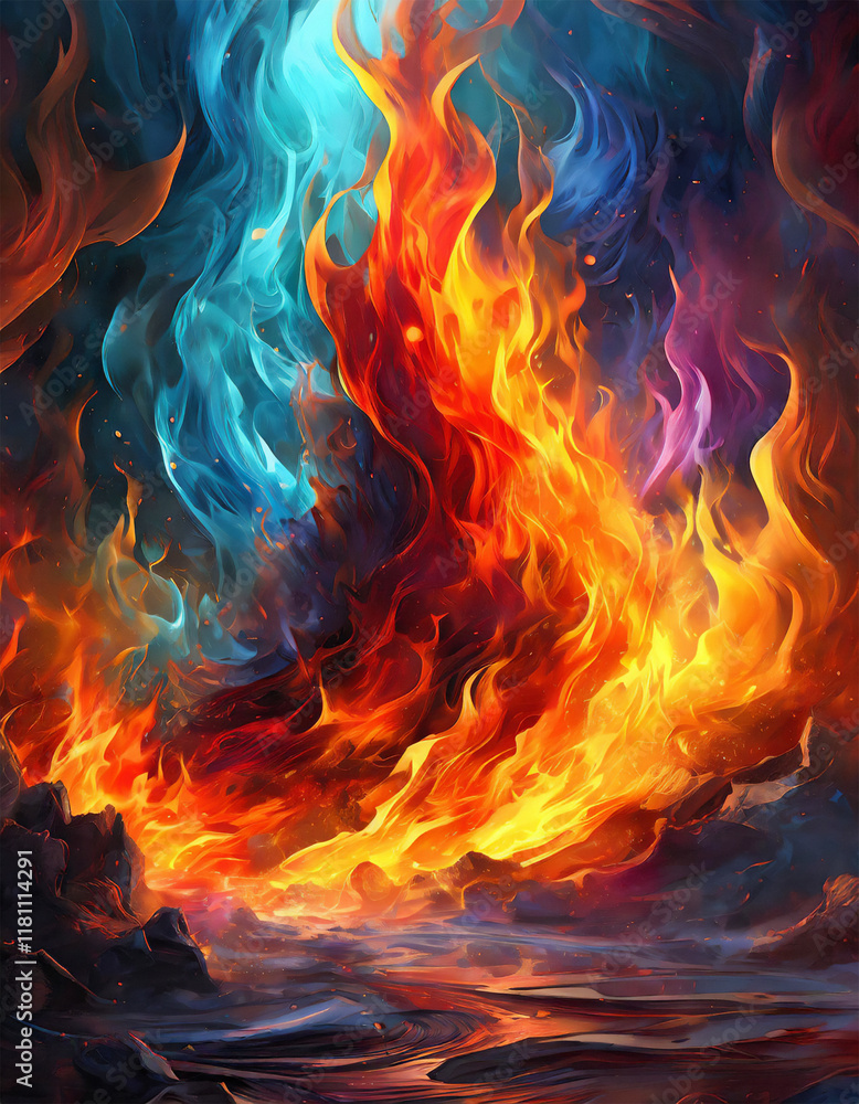 Fototapeta premium Flames and smoke