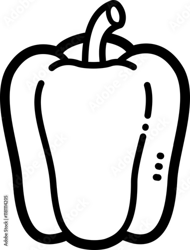 Bell pepper doodle vector icon and illustration