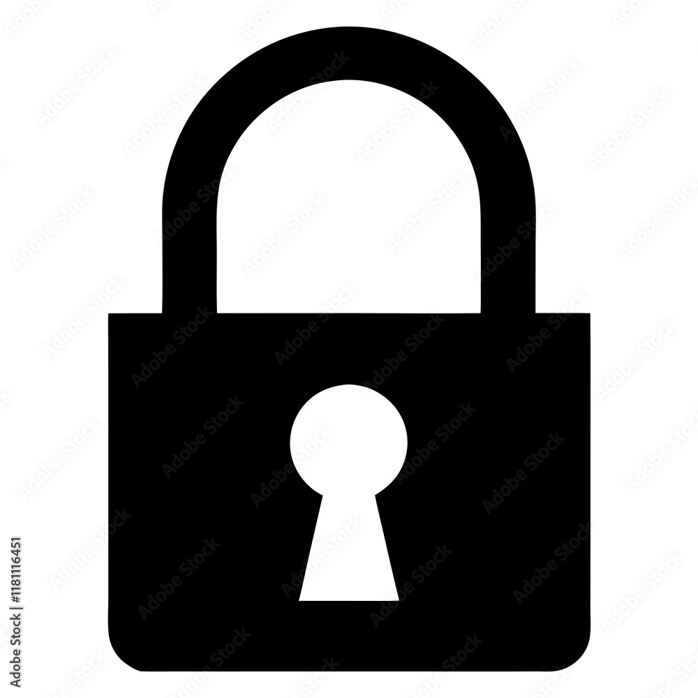 lock black silhouette vector, Simple silhouette Design vector icon with white background. lock black silhouette vector, Simple silhouette Design vector icon with white background.