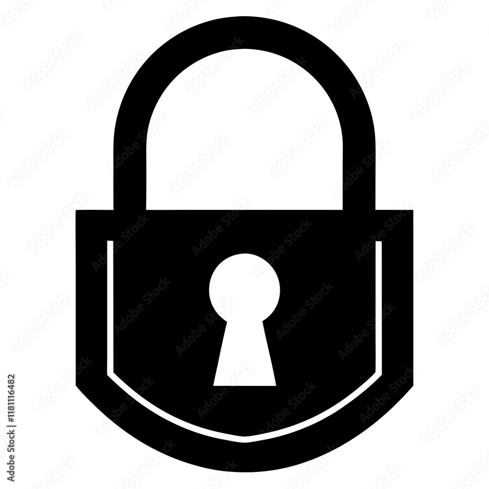 lock black silhouette vector, Simple silhouette Design vector icon with white background. lock black silhouette vector, Simple silhouette Design vector icon with white background.