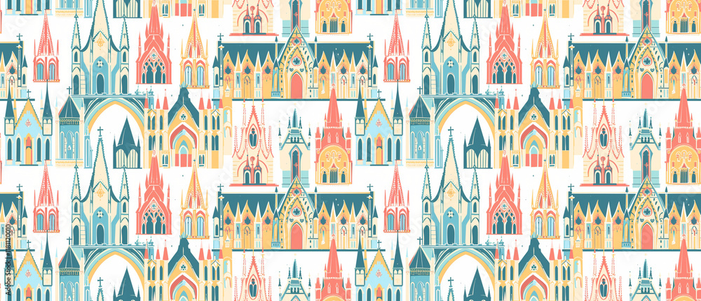 Obraz premium repeating pattern the most cathedral graphic outline