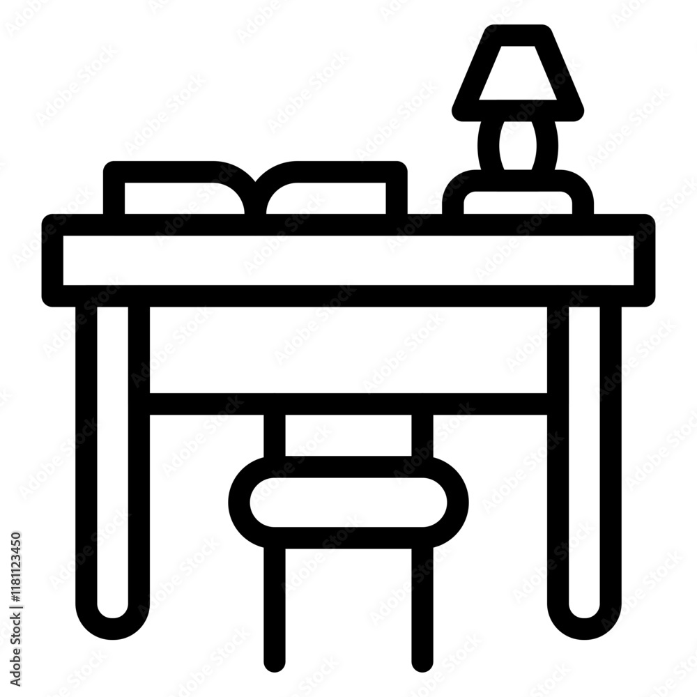 Study Desk line icon Study Desk line icon