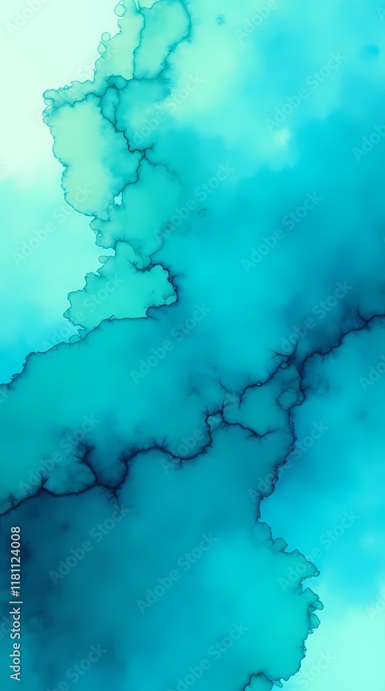 Obraz premium Abstract watercolor background in turquoise with blue and green texture
