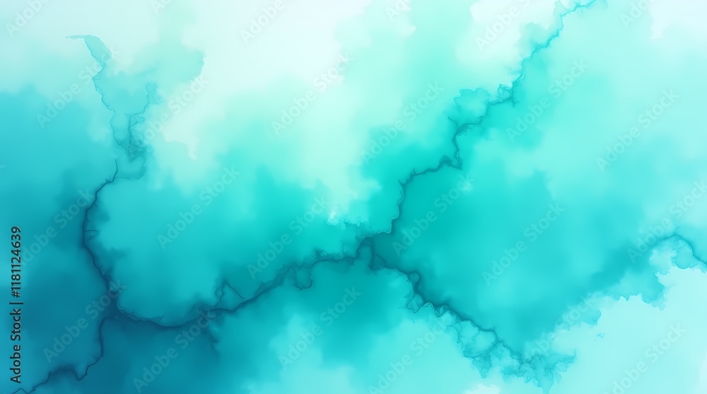 Obraz premium Abstract watercolor background in turquoise with blue and green texture