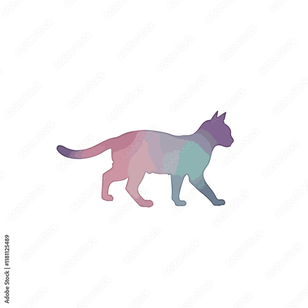 Fototapeta premium Colorful cat illustration in geometric shapes