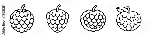 custard apple icon, fruits line art, fruits icon - simple black line art icon of custard apple perfect for logos, and fruits-themed designs.