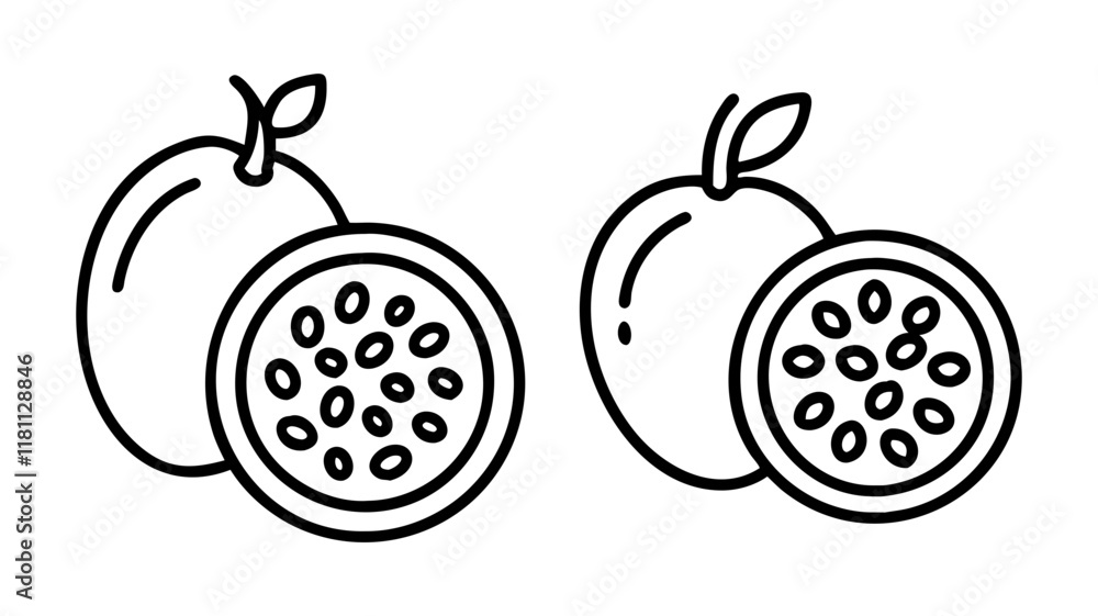 passion icon, fruits line art, fruits icon - simple black line art icon of passion perfect for logos, and fruits-themed designs. passion icon, fruits line art, fruits icon - simple black line art icon of passion perfect for logos, and fruits-themed designs.