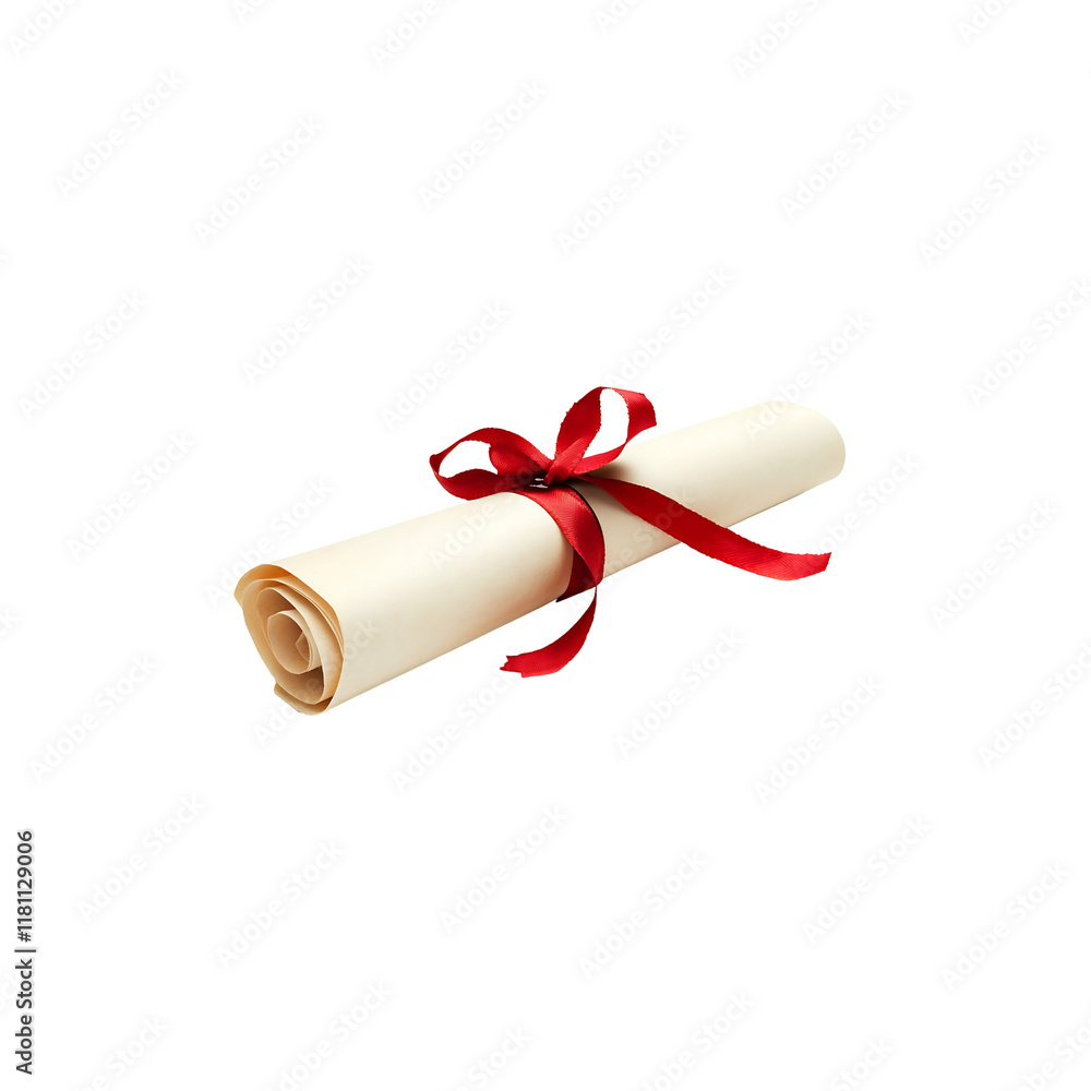 rolled diploma with red ribbon isolated rolled diploma with red ribbon isolated